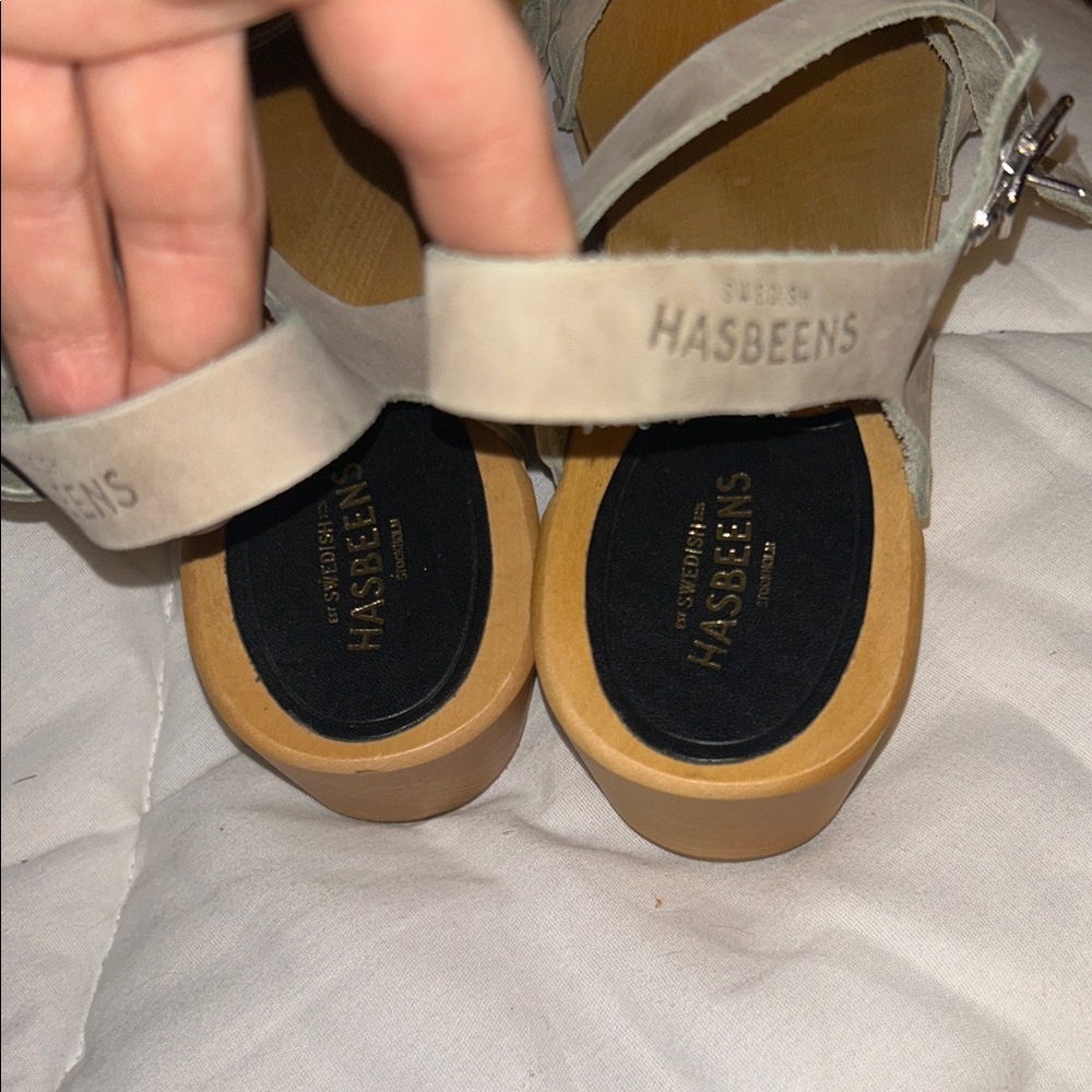 Swedish Hasbeens Tanja grey braided clog platform sandals size EU 40 - Picture 9 of 10